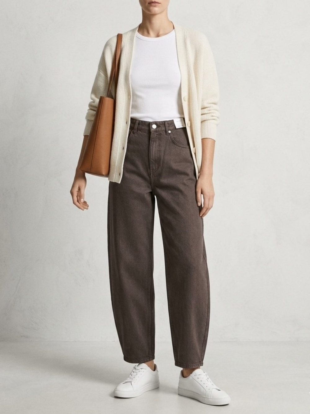 Mango NWT High-Waist Balloon Jeans - Dark Brown Wash - Size 8 (EU 40)